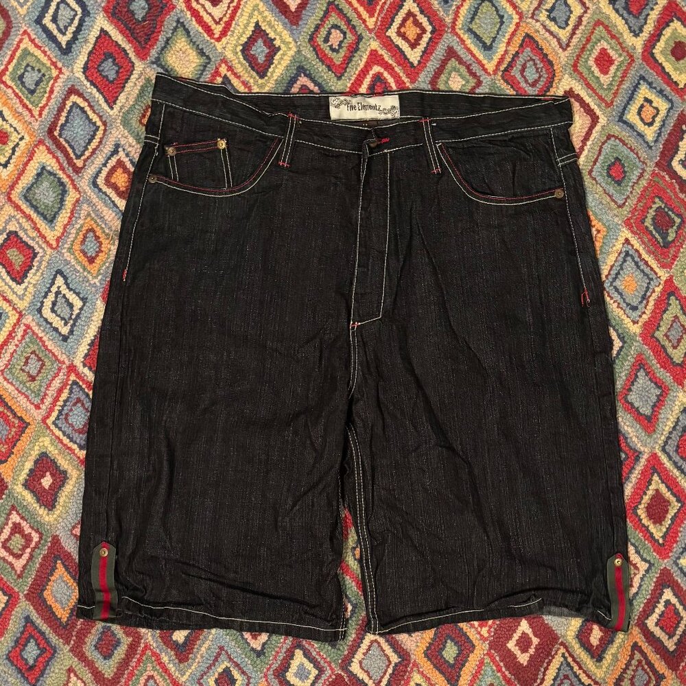 Y2K Five Elementz Black Jorts w/ Red & Green Accents - Size 44